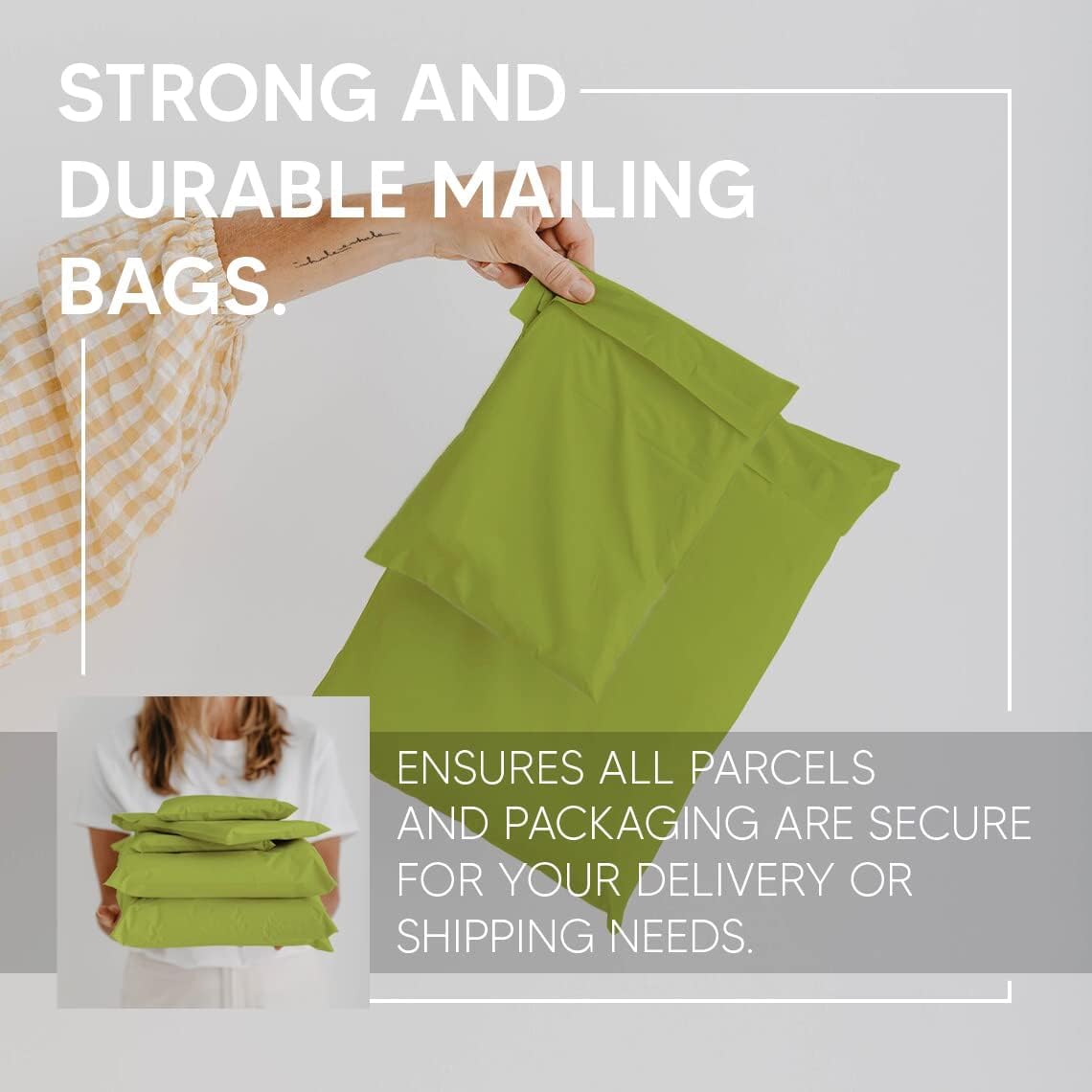 VENUSCELLO® 100 Lime Green Colour Plastic Seal Mailing Bags Postal Bag-Self Seal Packing Packaging Postage Mail Sacks Envelopes Mailers