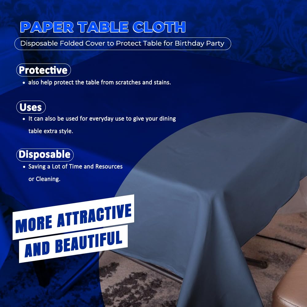 Venuscello® 25 x Paper Table Cover Square Tabletop Disposable Folded Cloth to Protect Table for Birthday Party - 90cm x 90cm