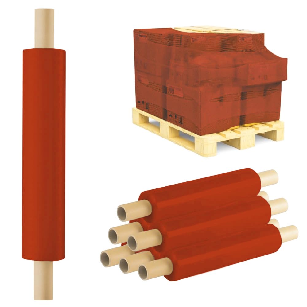 Venuscello 400mm Pallet Wrap Orange Stretch Shrink Wrapping Roll | Extended Core 25mu Thick, 200m Cling Film | Water Proof & Tear Resistant for Secure Industrial Packaging & House Moving