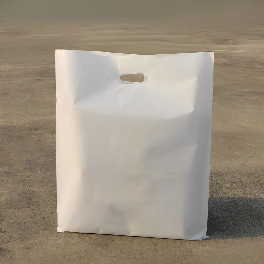 Venuscello® Plain White Patch Handle Carrier Bags Vegetables, Grocery & fruits 22" x 18" x 3" 18 Micron