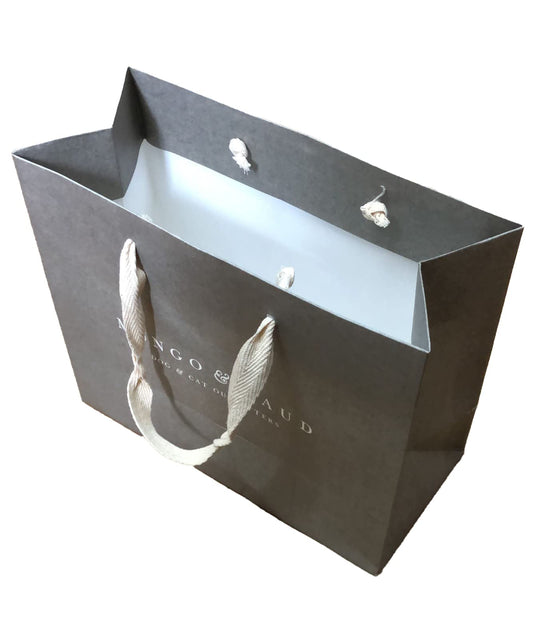 Venuscello® Paper Kraft Bag with Cloth Handles Grey - Party and Gift Carrier/Party Bags with Sturdy Handle for Christmas Birthday Wedding Parties - 10" x 4.5" x 7.5"