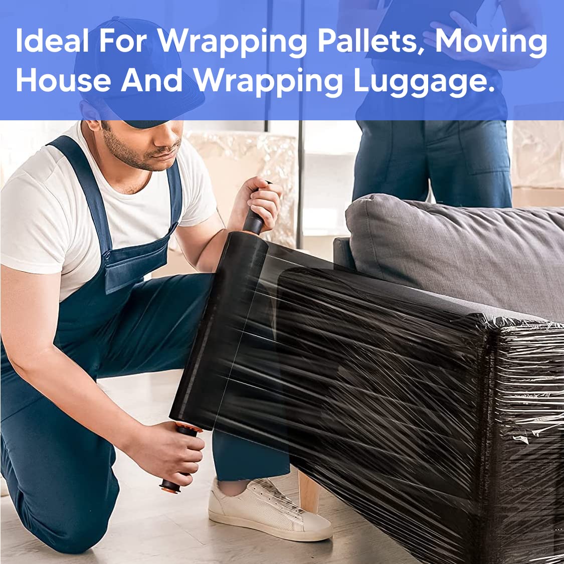 Venuscello® Pallet Stretch Wrapping Roll 400mm x 200m 20mu Extended Core Heavy Duty Shrink Wrap for Secure Packaging & Moving