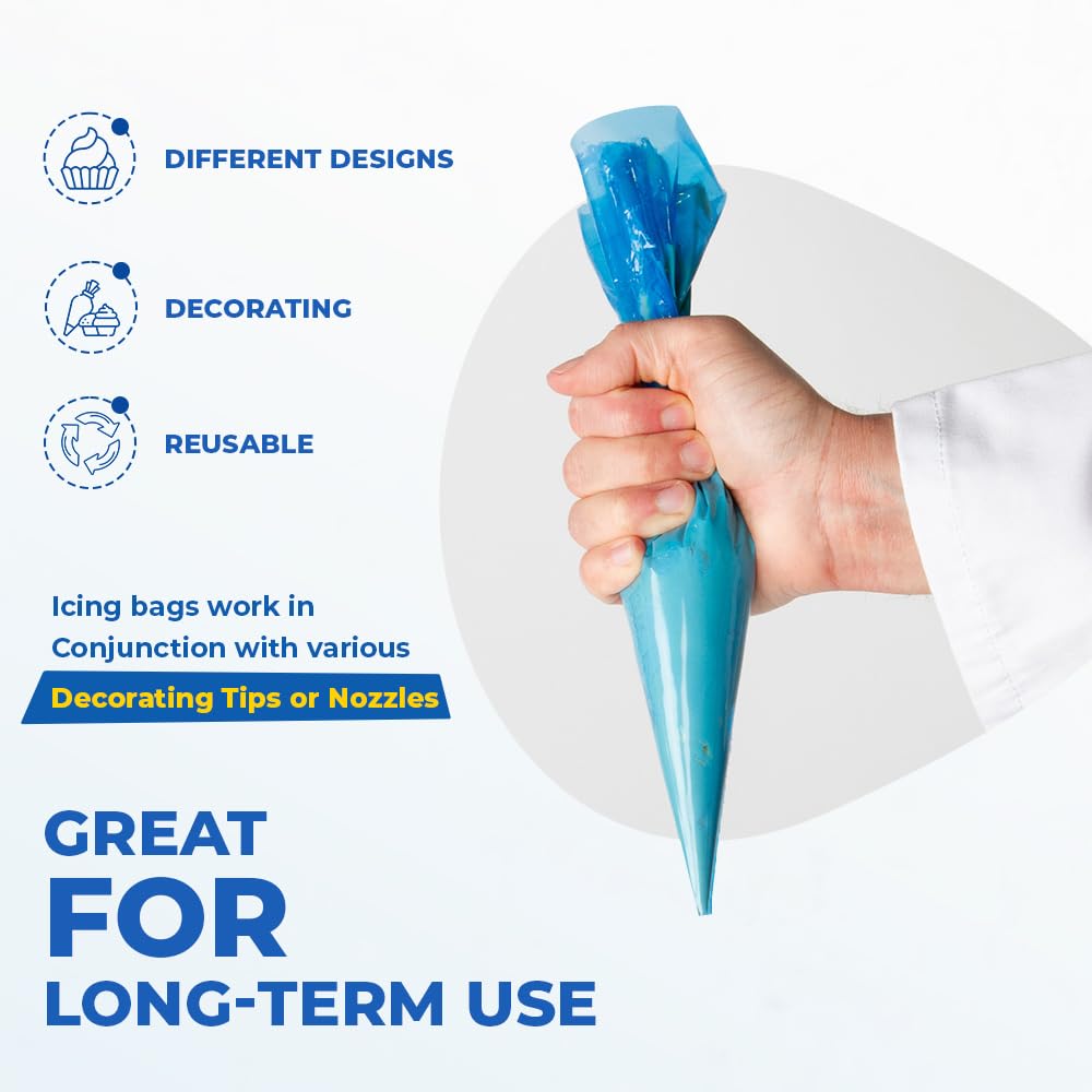 Venuscello® Icing Piping Savoy Disposable Blue Mash Thick 21" Sticky Bags for Decorating Cake, Pastry, Cookies Ideal for Baking Easy to Grip and Comfortable