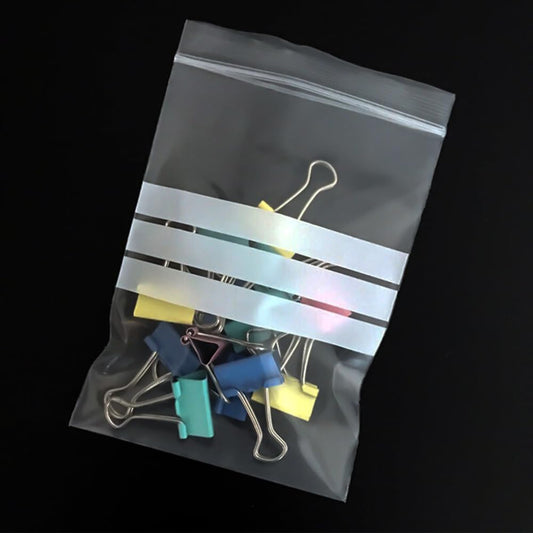Venuscello Write on Panel Grip Seal Clear Plastic Polythene Resealable Ziplock Bags for Cookies, Jewelry & Food Storage