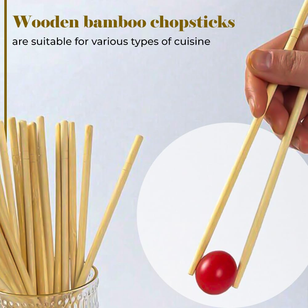 Venuscello Tithe Wooden Bamboo Chopsticks Durable Bamboo Sticks 9 Inch - Ideal for BBQ, Chinese, Cake Topper, Chocolate Fountain and Fruits