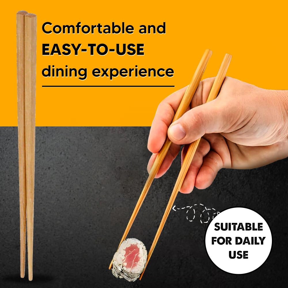 Venuscello Tithe Wooden Bamboo Chopsticks Durable Bamboo Sticks 9 Inch - Ideal for BBQ, Chinese, Cake Topper, Chocolate Fountain and Fruits