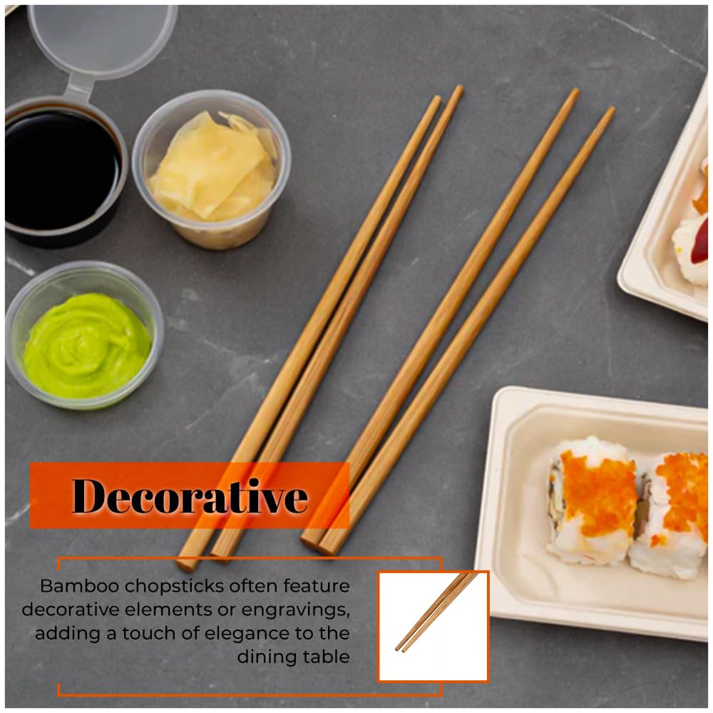 Venuscello Tithe Wooden Bamboo Chopsticks Durable Bamboo Sticks 9 Inch - Ideal for BBQ, Chinese, Cake Topper, Chocolate Fountain and Fruits
