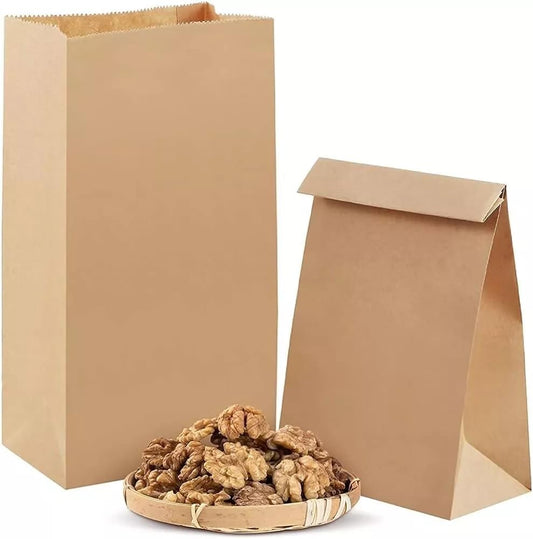Venuscello Fold Top Food Paper Bags 7 x 3 x 2 Inch Without Handles for Takeaway Food and Grocery for Home Use
