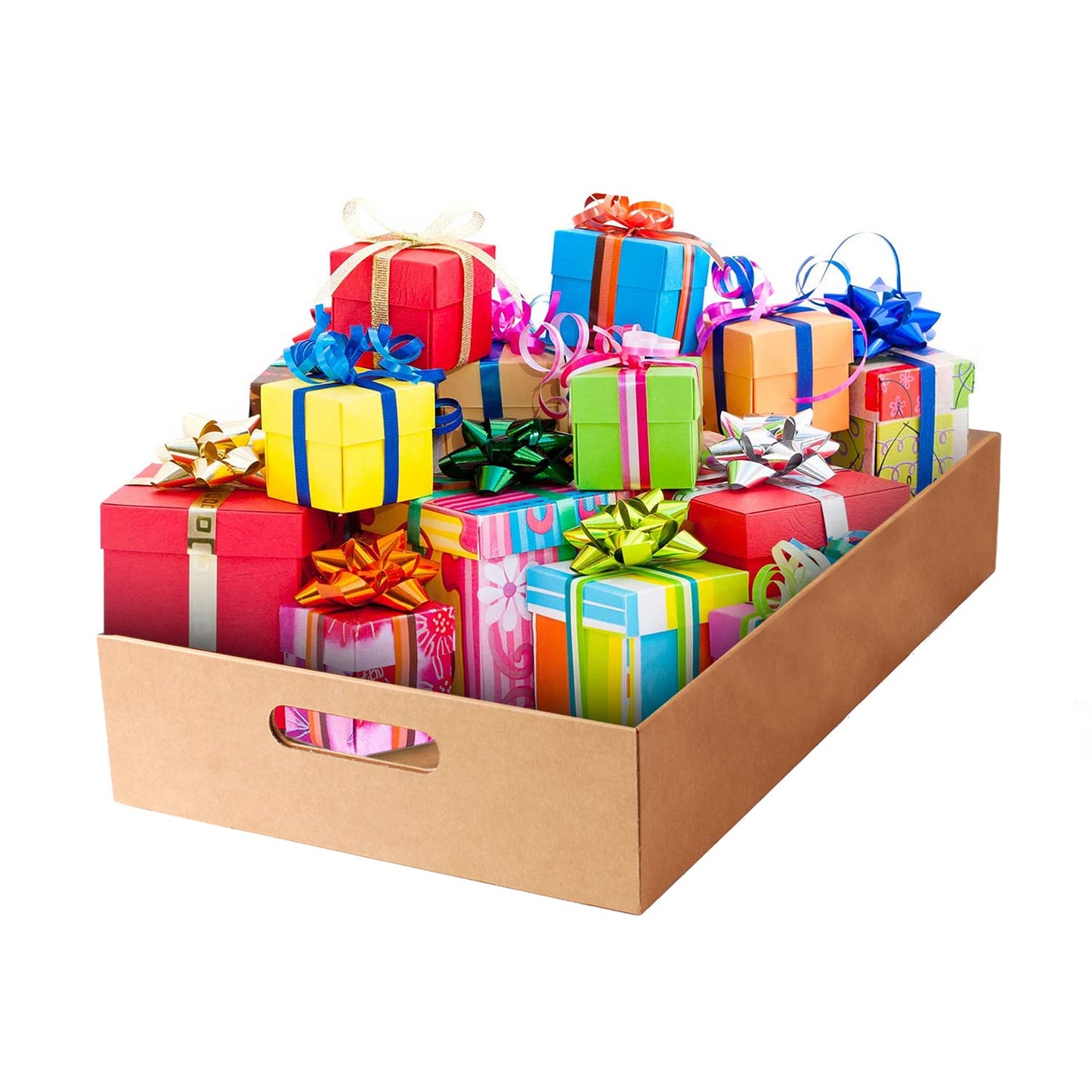 Venuscello® Cardboard Gift Hamper Tray 16" x 11" x 3" Empty Serving Tray for Christmas Gifts & Drink Cans