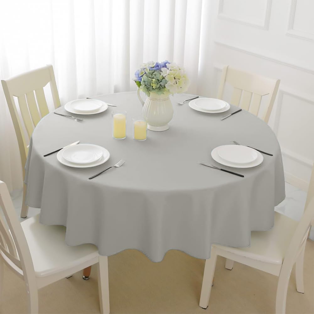 Venuscello Round Plastic Tablecloths Covers Reusable 84" (213cm) for Elegant & Durable Birthday & Events Table Decorations Home Use