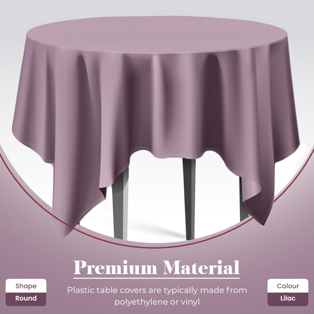 Venuscello Round Plastic Tablecloths Covers Reusable 84" (213cm) for Elegant & Durable Birthday & Events Table Decorations Home Use
