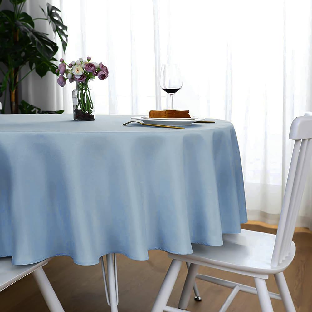 Venuscello Round Plastic Tablecloths Covers Reusable 84" (213cm) for Elegant & Durable Birthday & Events Table Decorations Home Use
