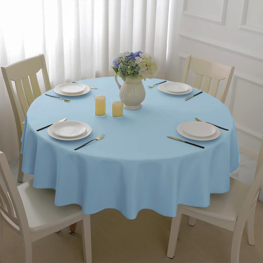 Venuscello Round Plastic Tablecloths Covers Reusable 84" (213cm) for Elegant & Durable Birthday & Events Table Decorations Home Use
