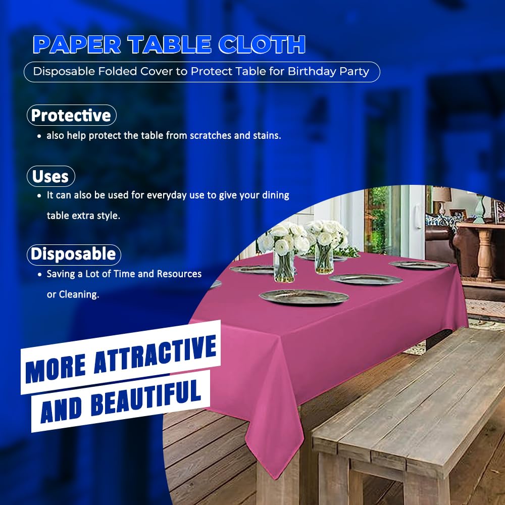 Venuscello Paper Table Cover Cloths, 90cm x 90cm Square, Disposable, Folded, for Birthday Party