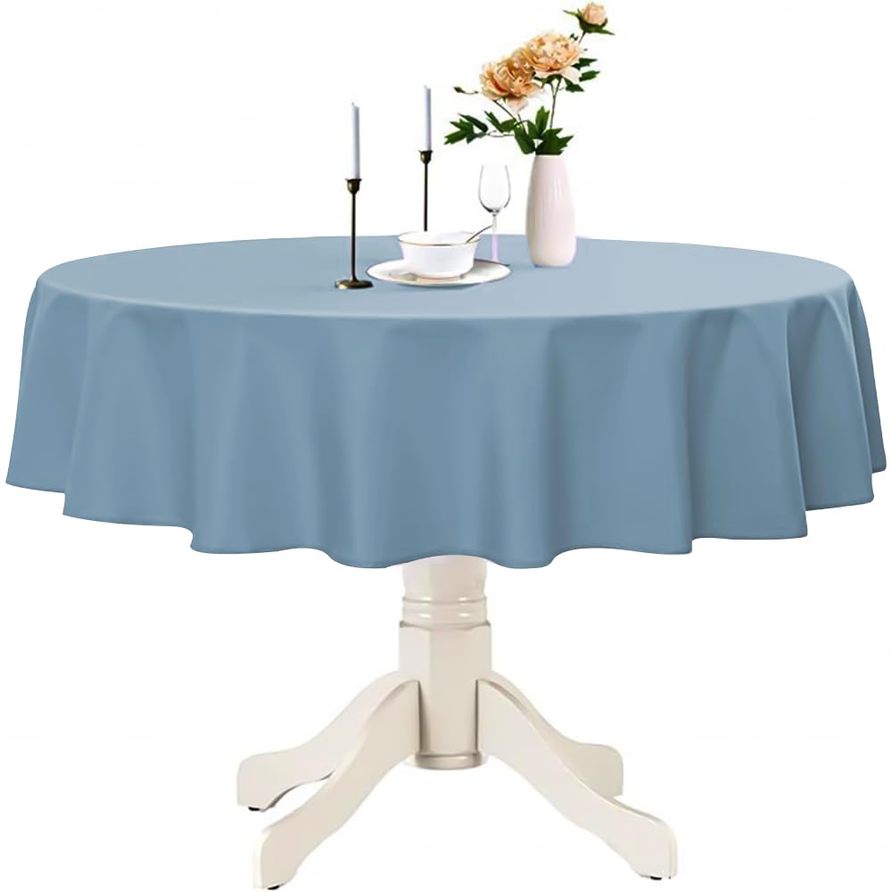 Venuscello Round Plastic Tablecloths Covers Reusable 84" (213cm) for Elegant & Durable Birthday & Events Table Decorations Home Use