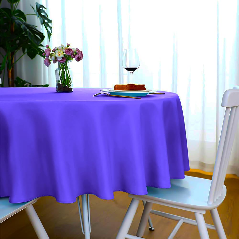 Venuscello Round Plastic Tablecloths Covers Reusable 84" (213cm) for Elegant & Durable Birthday & Events Table Decorations Home Use