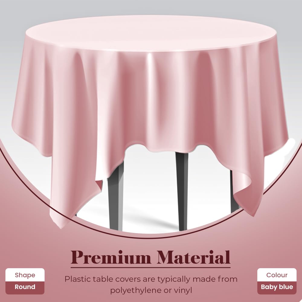 Venuscello Round Plastic Tablecloths Covers Reusable 84" (213cm) for Elegant & Durable Birthday & Events Table Decorations Home Use