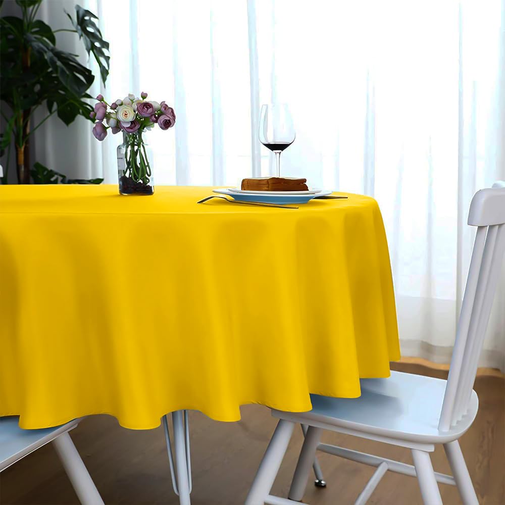 Venuscello Round Plastic Tablecloths Covers Reusable 84" (213cm) for Elegant & Durable Birthday & Events Table Decorations Home Use