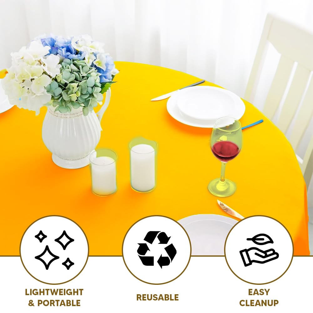 Venuscello Round Plastic Tablecloths Covers Reusable 84" (213cm) for Elegant & Durable Birthday & Events Table Decorations Home Use