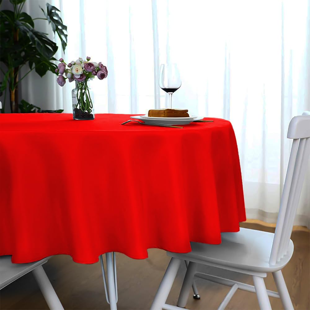 Venuscello Round Plastic Tablecloths Covers Reusable 84" (213cm) for Elegant & Durable Birthday & Events Table Decorations Home Use