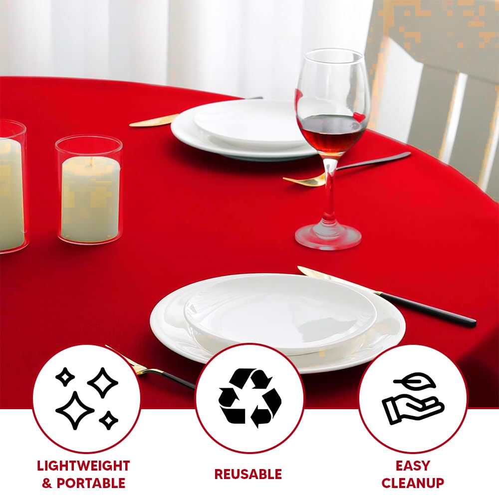 Venuscello Round Plastic Tablecloths Covers Reusable 84" (213cm) for Elegant & Durable Birthday & Events Table Decorations Home Use