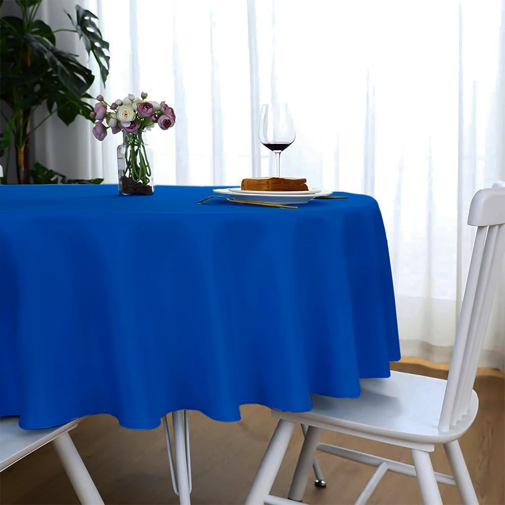 Venuscello Round Plastic Tablecloths Covers Reusable 84" (213cm) for Elegant & Durable Birthday & Events Table Decorations Home Use