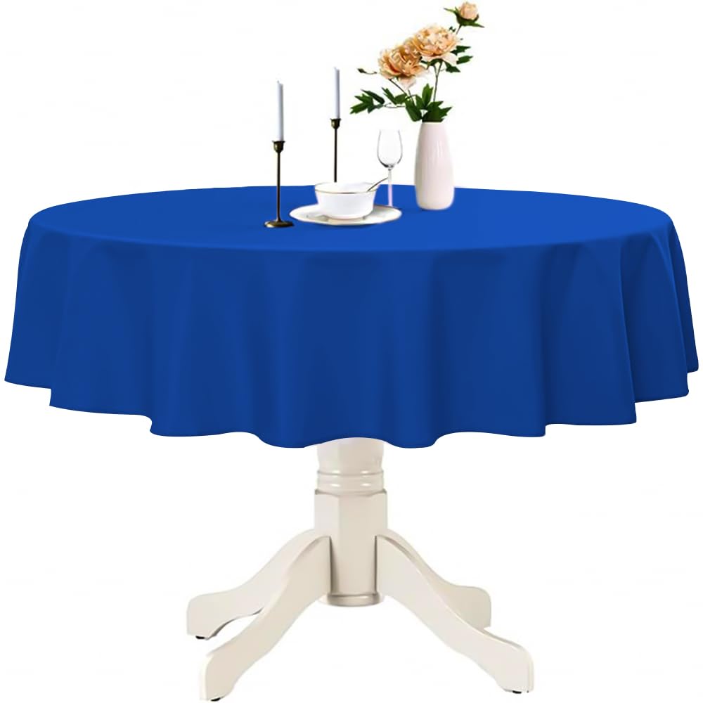 Venuscello Round Plastic Tablecloths Covers Reusable 84" (213cm) for Elegant & Durable Birthday & Events Table Decorations Home Use