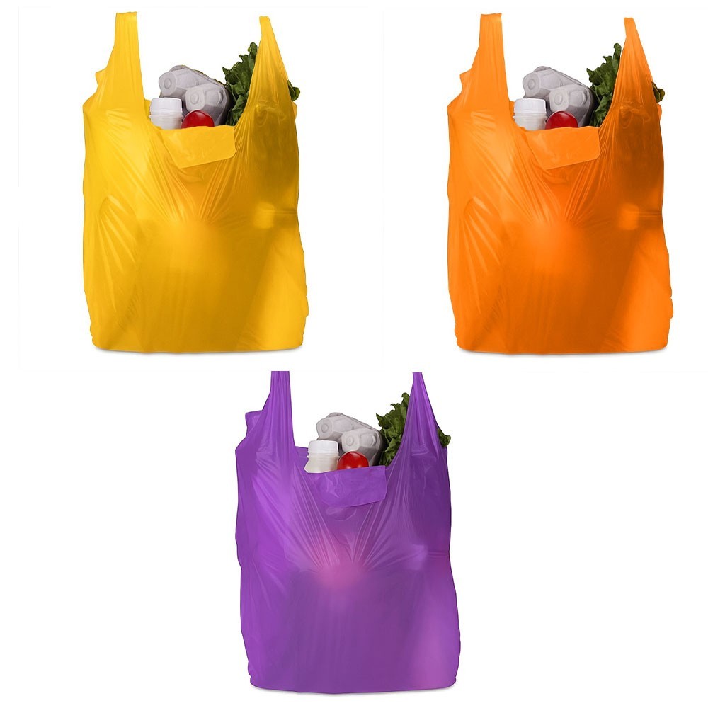 Vest Carrier Bags Reusable Supermarket Plastic Carry Bags 11" x 17" x 21"
