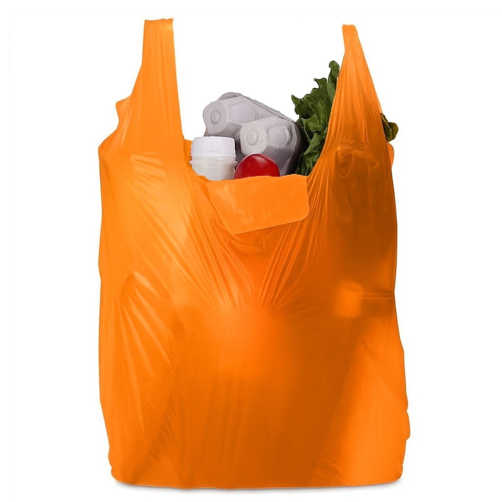 Vest Carrier Bags Reusable Supermarket Plastic Carry Bags 11" x 17" x 21"