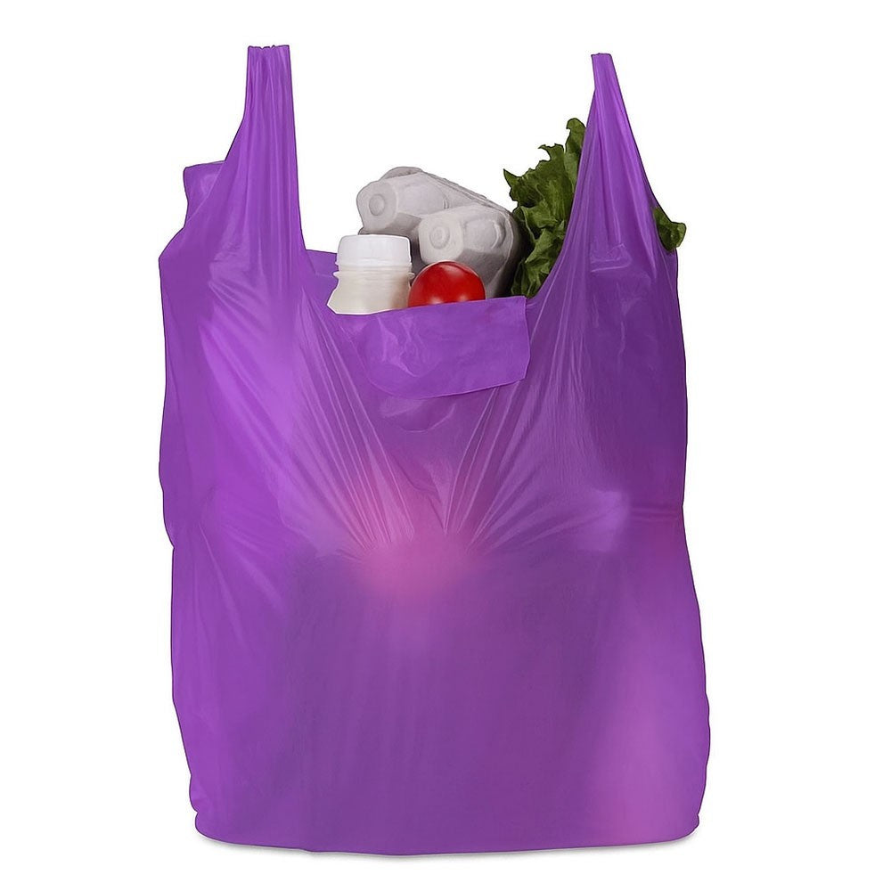 Vest Carrier Bags Reusable Supermarket Plastic Carry Bags 11" x 17" x 21"