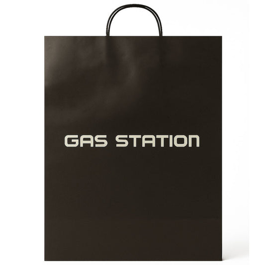 Twisted Handle Bags Black Gas Station Printed Shopping Paper Carrier Bags