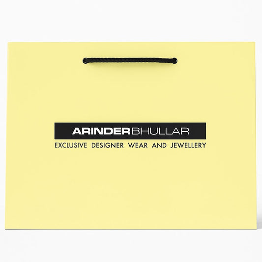 50 x Rope Handle Bags Yellow Arinder Bhullar Printed Bags 42cm x 35cm x 15cm
