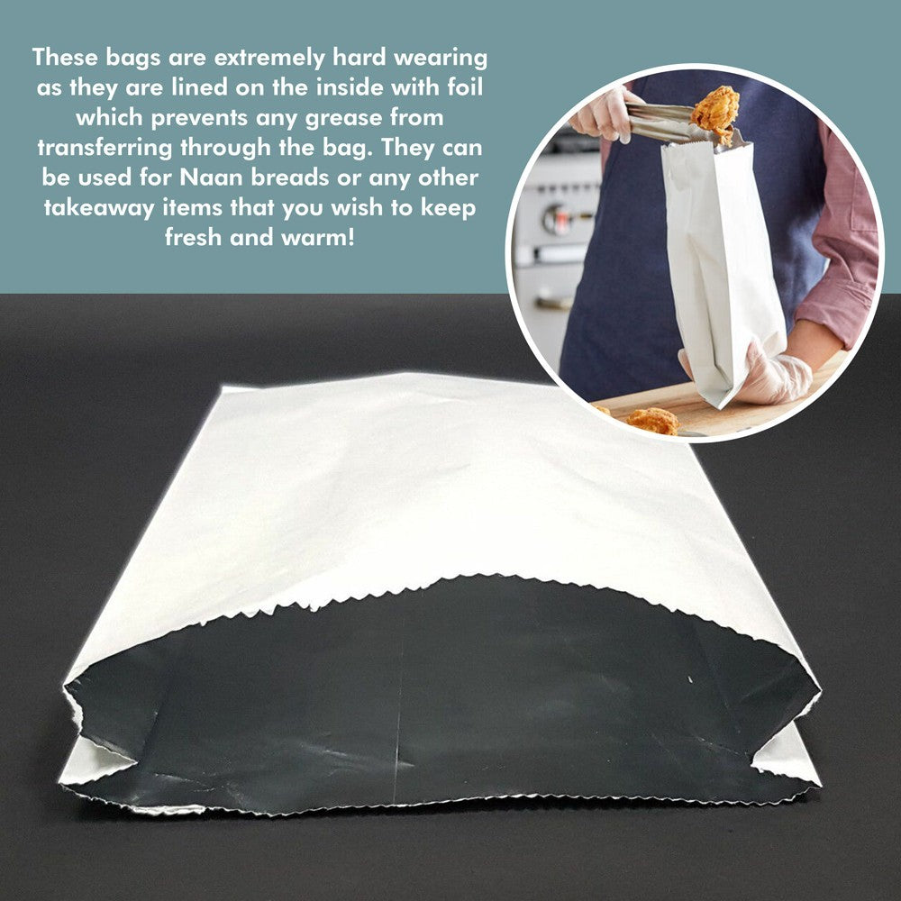 Foil Lined Nan Bags Insulated Foil Food Paper Bags - 7" x 9" x 12"