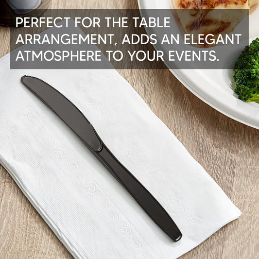 Venuscello Tithe Black Heavy Duty Plastic Cutlery Set Washable Reusable Ideal for Party | Kid's Parties | Buffets | Picnics | BBQ's | Weddings | Camping