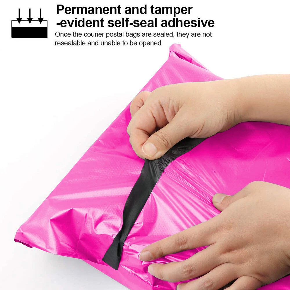 100 x Polythene Mailing Bags Self Seal Pink Postage Bag 10" x 14" / 12" x 16"