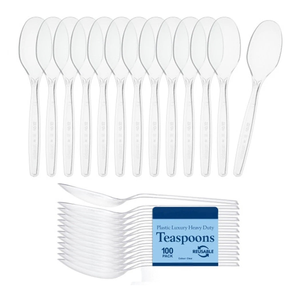 Small Plastic Tea Spoons Reusable Heavy Duty Catering Supply Weddings Parties