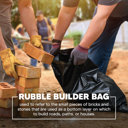 Rubble Sacks Black Refuse Bags 20" x 30" 500Gauge Builder Bags for Construction Site Garden & Builder Waste