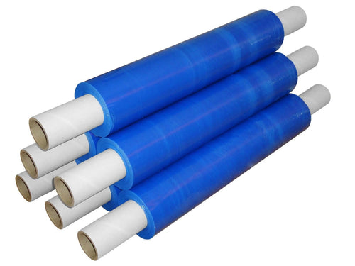 6 x Pallet Stretch Shrink Wrap Blue Wrapping Film Extended - 400mm x 250m 23mu