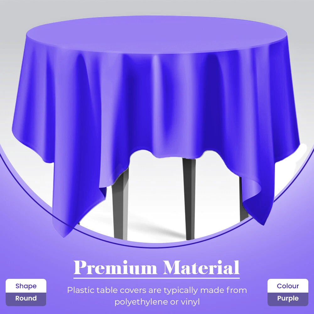 Plastic Table Cloth Reusable Waterproof Wipeable Purple Table Cover 84" (213cm)