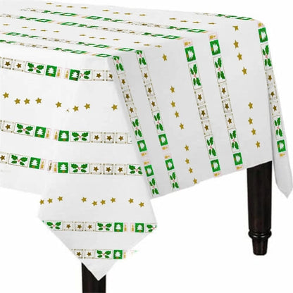 Christmas Paper Table Cloth White Tree Star Printed Disposable Square 90cm Table