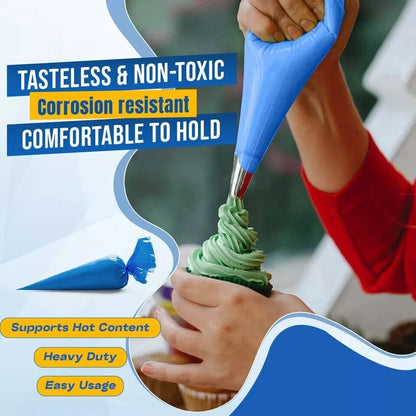 10 x Disposable Icing Piping Bags Blue Non Sticky Cake Decorating Bag 21"