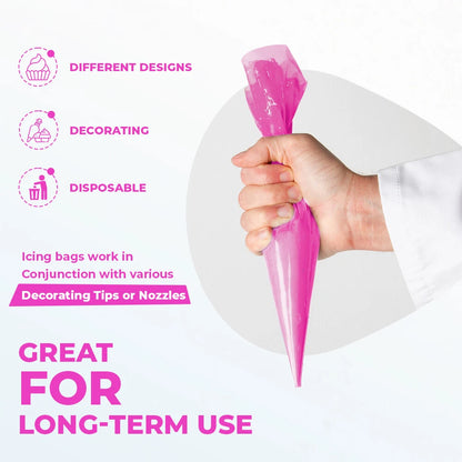 Icing Piping Bags Pink Sticky Disposable Cake Decoration Savoy Bag 21" (Large)