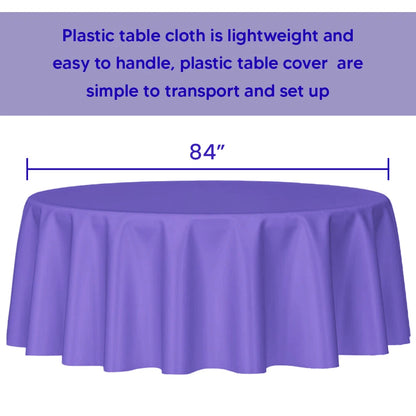 Plastic Table Cloth Reusable Waterproof Wipeable Purple Table Cover 84" (213cm)