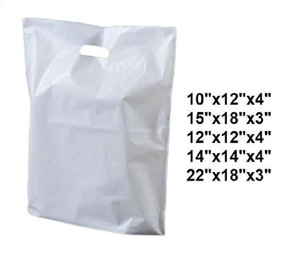Patch Handle Carrier Bags White Plastic Carry Bags for Takeaway Clothes