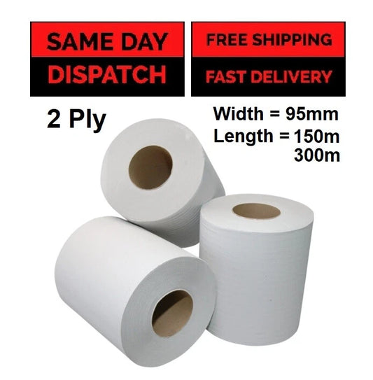 Toilet Paper Roll White Jumbo Industrial Toilet Tissue Roll 2Ply 95mm 120m-300m