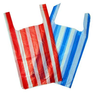 Plastic Vest Carrier Bags Striped Carry Bags for Supermarket