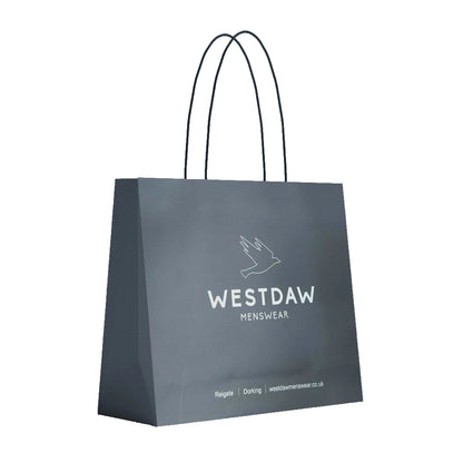100 x Clothes Paper Bags with Rope Handles Westdaw Mens Wear 40cm x 32cm x 10cm