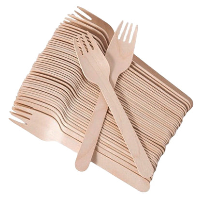 1000 x Biodegradable Wooden Forks Compostable Lightweight Wooden Cutlery Set