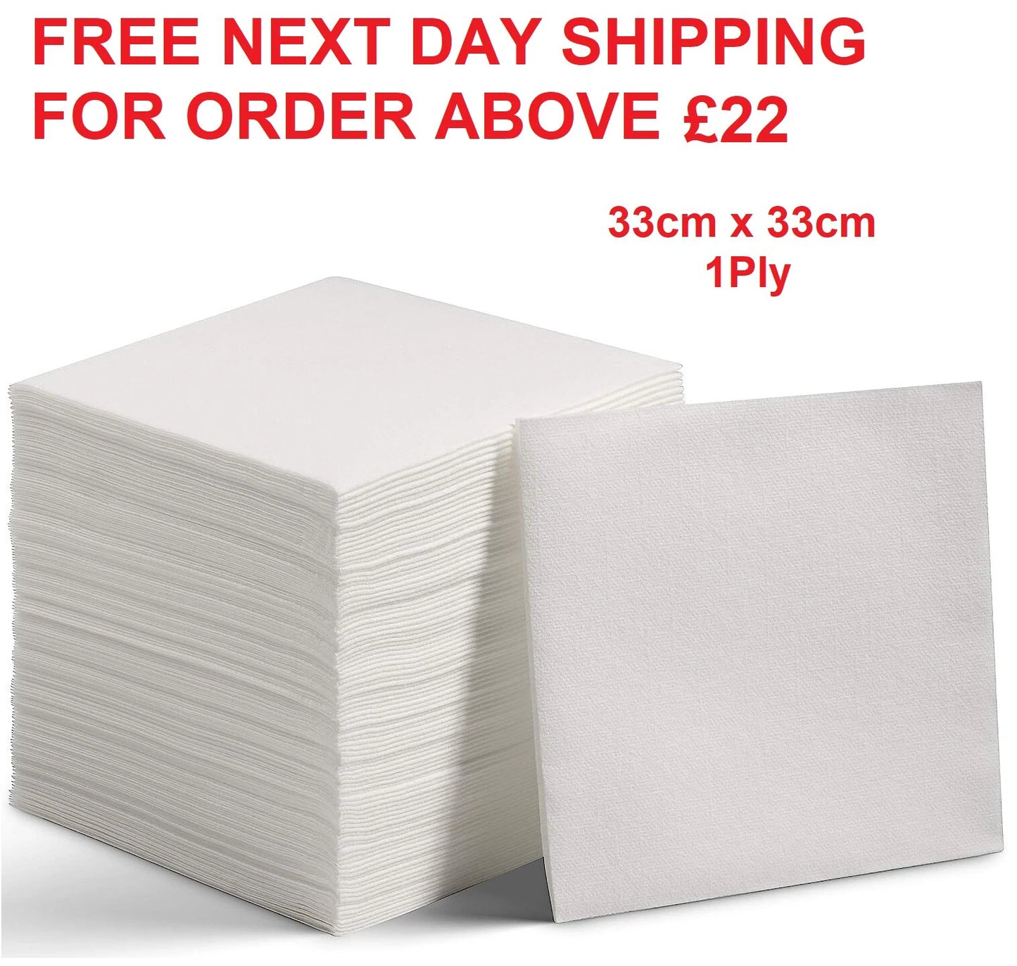 White Serviettes Paper Napkin Disposable Tissue for Party 30cm x 30cm 1Ply