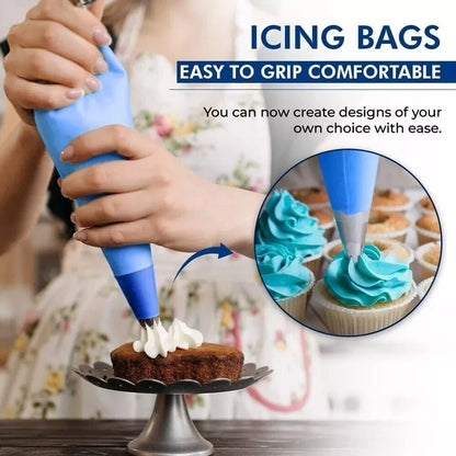 10 x Disposable Icing Piping Bags Blue Sticky Cake Decoration Bag 21"